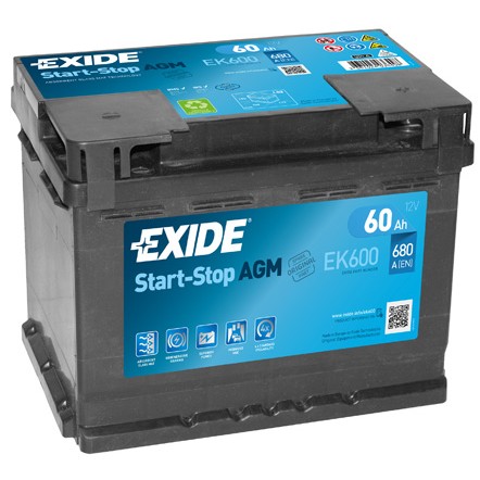 Слика на акумулатор EXIDE Start-Stop AGM EK600 за BMW 3 Cabrio E46 318 Ci - 150 коњи бензин