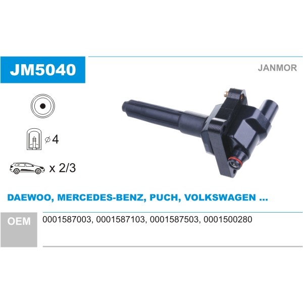 Слика на Бобина JANMOR JM5040 за Daewoo Rexton GAB 3.2 V6 - 220 коњи бензин