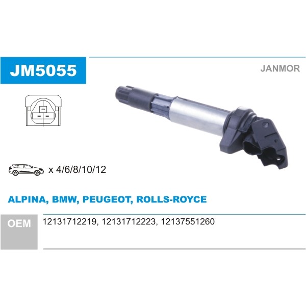 Слика на Бобина JANMOR JM5055 за BMW 3 Compact E46 316 ti - 115 коњи бензин