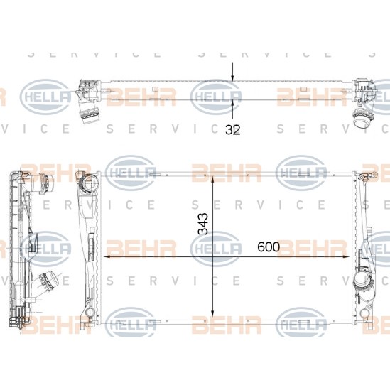 Слика на Воден радиатор (ладник) HELLA BEHR  SERVICE  PREMIUM LINE 8MK 376 792-261 за BMW 3 Coupe E92 335 i - 306 коњи бензин