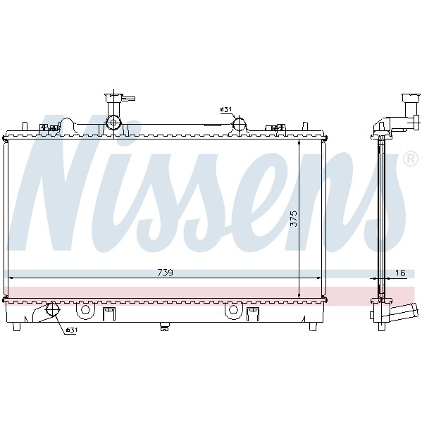 Слика на Воден радиатор (ладник) NISSENS 62466A за Mazda MX-3 (EC) 1.8 i V6 - 135 коњи бензин
