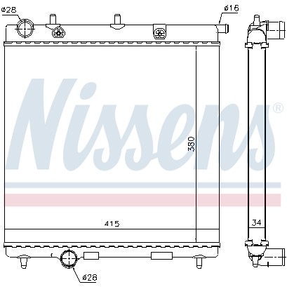 Слика на Воден радиатор (ладник) NISSENS 63505 за Peugeot 208 1.6 BlueHDi 100 - 100 коњи дизел