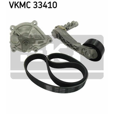 Слика на водна пумпа + комплет канални ремени клиновидно оребрување SKF VKMC 33410 за Peugeot 208 1.6 - 156 коњи бензин