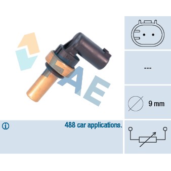 Слика на датчик за температурата на (тръбо)провод за охладителната те; датчик, температура на цилиндровата глава FAE 32710 за Mercedes C-class Sports Coupe (CL203) C 200 Kompressor (203.742) - 163 коњи бензин