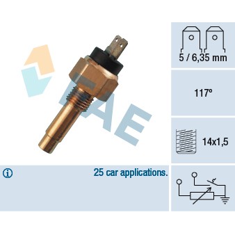 Слика на датчик за температурата на (тръбо)провод за охладителната те; датчик, температура на цилиндровата глава FAE 34160 за BMW 6 Coupe (E24) M 635 CSi - 286 коњи бензин