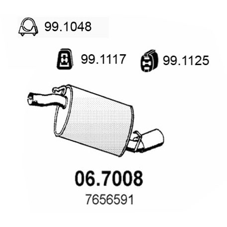 Слика на Заден издувен лонец ASSO 06.7008 за Autobianchi Y10 1.3 i.e. GT - 78 коњи бензин