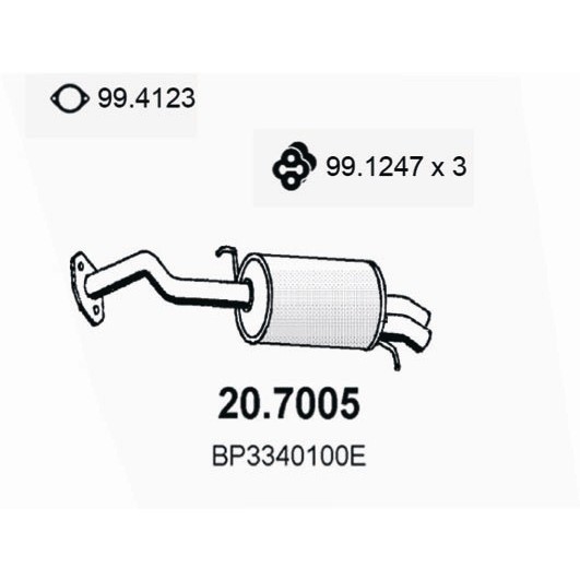 Слика на Заден издувен лонец ASSO 20.7005 за Mazda MX-3 (EC) 1.8 i V6 - 133 коњи бензин