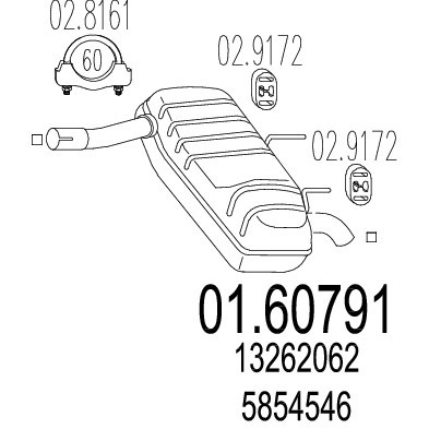 Слика на Заден издувен лонец MTS 01.60791 за Opel Signum 1.9 CDTI - 120 коњи дизел