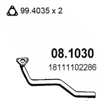 Слика на издувна цевка ASSO 08.1030 за BMW 6 Coupe (E24) 633 CSi - 197 коњи бензин