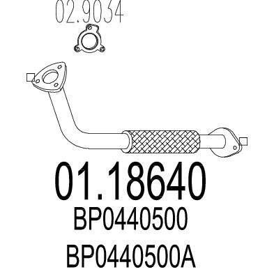 Слика на издувна цевка MTS 01.18640 за Mazda 30X Coupe (EC) 1.6 i - 88 коњи бензин