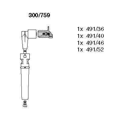 Слика на кабли за свеќици - комплет сет кабли BREMI 300/759 за CHEVROLET REZZO 1.6 - 105 коњи бензин