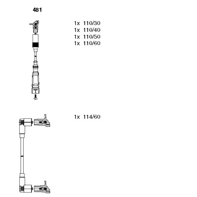 Слика на кабли за свеќици - комплет сет кабли BREMI 481 за VW Corrado (53i) 2.0 i - 115 коњи бензин