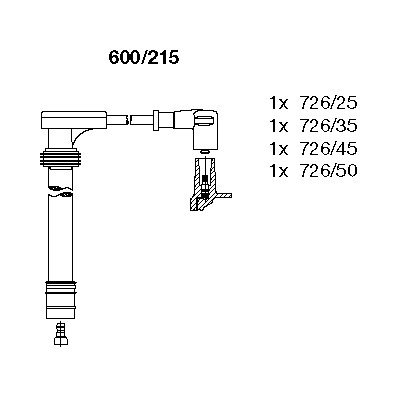 Слика на кабли за свеќици - комплет сет кабли BREMI 600/215 за Fiat Brava 182 1.6 16V (182.BU) - 103 коњи бензин