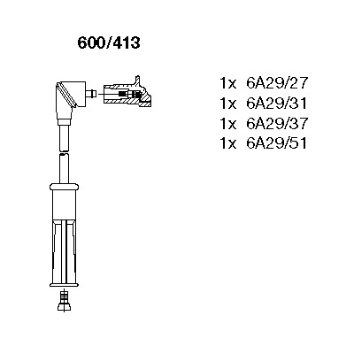 Слика на кабли за свеќици - комплет сет кабли BREMI 600/413 за Dacia Dokker 1.6 16V - 83 коњи бензин