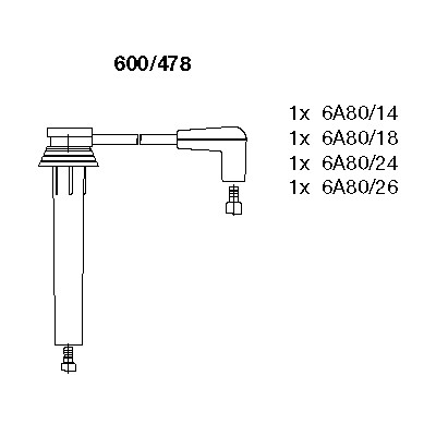 Слика на кабли за свеќици - комплет сет кабли BREMI 600/478 за Mini Convertible (R52) One - 90 коњи бензин