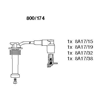 Слика на кабли за свеќици - комплет сет кабли BREMI 800/174 за Volvo C30 1.6 - 100 коњи бензин