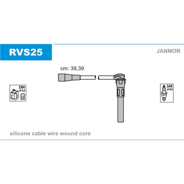Слика на кабли за свеќици - комплет сет кабли JANMOR RVS25 за MG MGF (RD) 1.6 - 111 коњи бензин