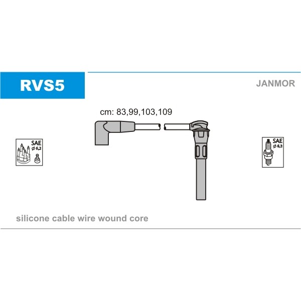 Слика на кабли за свеќици - комплет сет кабли JANMOR RVS5 за Rover Coupe 1.8 16 V - 145 коњи бензин