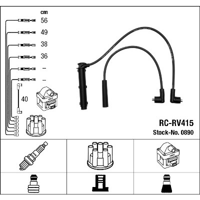Слика на кабли за свеќици - комплет сет кабли NGK 0890 за MG TF 135 - 136 коњи бензин