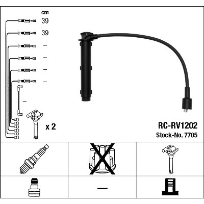 Слика на кабли за свеќици - комплет сет кабли NGK 7705 за MG Express 160 - 160 коњи бензин