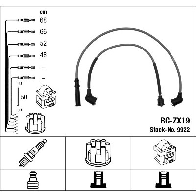 Слика на кабли за свеќици - комплет сет кабли NGK 9922 за Mazda 30X Coupe (EC) 1.6 i - 88 коњи бензин
