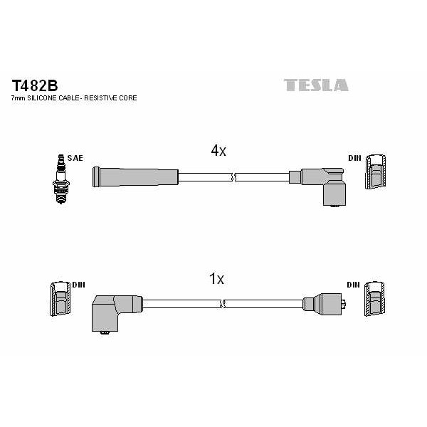 Слика на кабли за свеќици - комплет сет кабли TESLA T482B за Mazda 30X Coupe (EC) 1.6 i - 88 коњи бензин