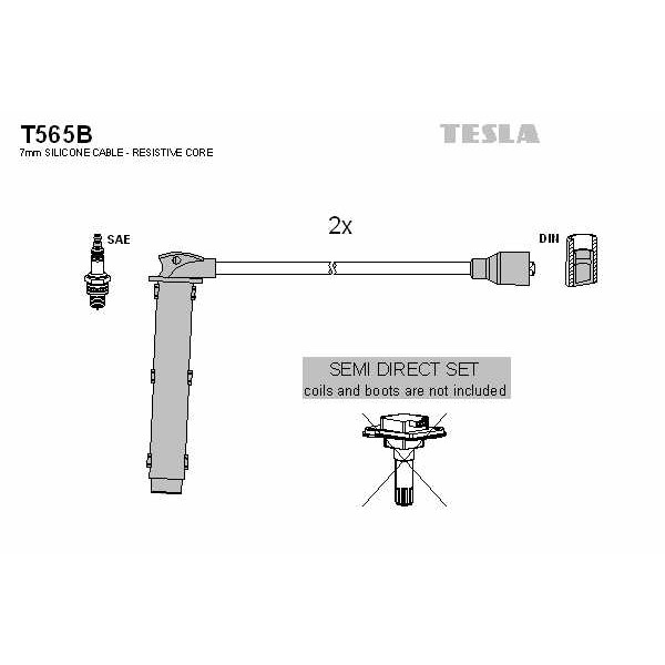 Слика на кабли за свеќици - комплет сет кабли TESLA T565B за MG TF 115 - 116 коњи бензин