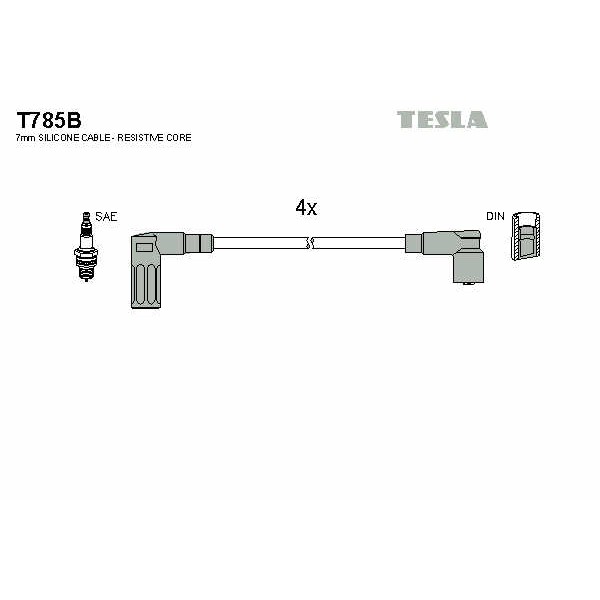 Слика на кабли за свеќици - комплет сет кабли TESLA T785B за Fiat Cinquecento 170 0.9 i.e. (170AC) - 41 коњи бензин