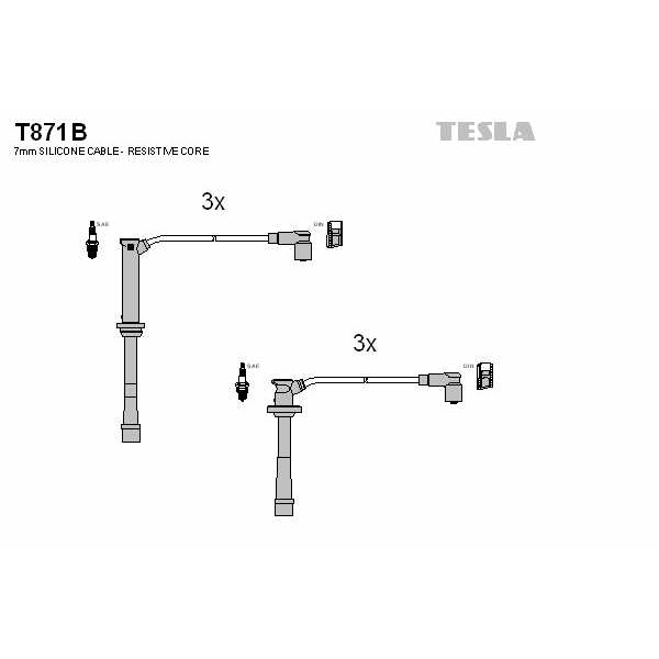 Слика на кабли за свеќици - комплет сет кабли TESLA T871B за Mazda MX-3 (EC) 1.8 i V6 - 133 коњи бензин