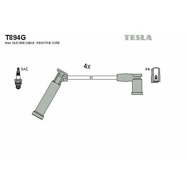 Слика на кабли за свеќици - комплет сет кабли TESLA T894G за Ford Puma (EC) 1.4 16V - 90 коњи бензин