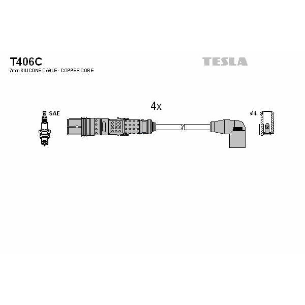 Слика на кабли за свеќици - комплет сет кабли TESLA Original T406C за Skoda Laura (1Z3) 1.2 TSI - 105 коњи бензин