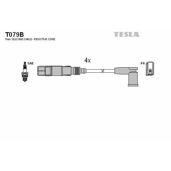 Слика на кабли за свеќици - комплет сет кабли TESLA alternative T079B за Seat Arosa (6H) 1.0 - 50 коњи бензин