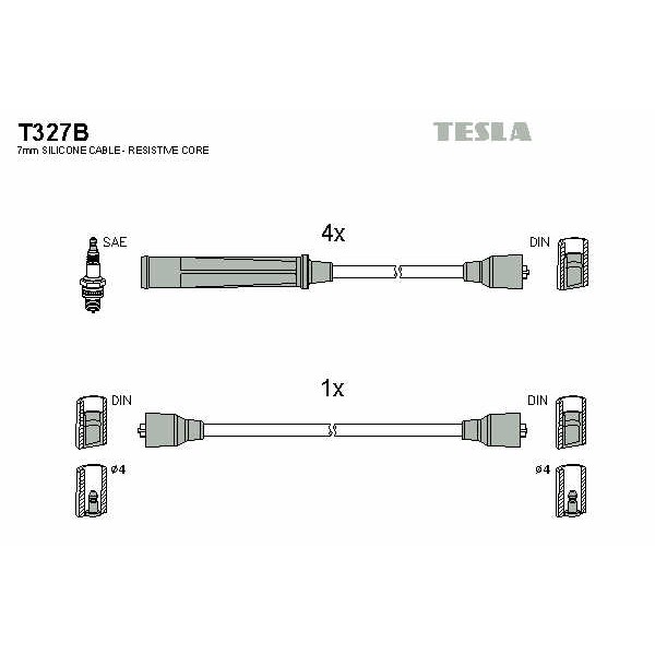 Слика на комплет кабли за свеќици TESLA T327B за Suzuki Samurai (SJ) 1.3 на всичките колела (SJ 413) - 60 коњи бензин