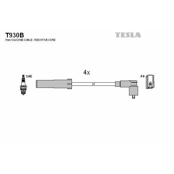 Слика на комплет кабли за свеќици TESLA T930B за Renault Sandero 1.4 - 75 коњи бензин