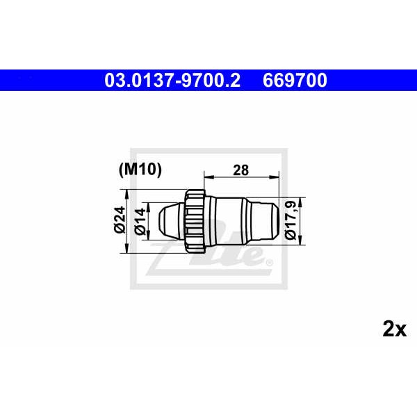 Слика на комплет осигурачи, гуртни за рачна сопирачка ATE adjusting nut 03.0137-9700.2 за BMW 3 Sedan E46 330 i - 228 коњи бензин