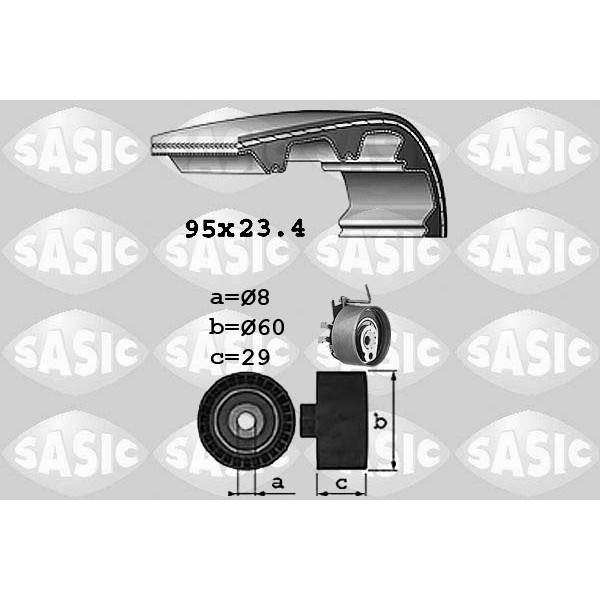 Слика на Комплет ребрест ремен SASIC 1754009 за Renault Modus 1.2 16V (JP0W) - 101 коњи бензин
