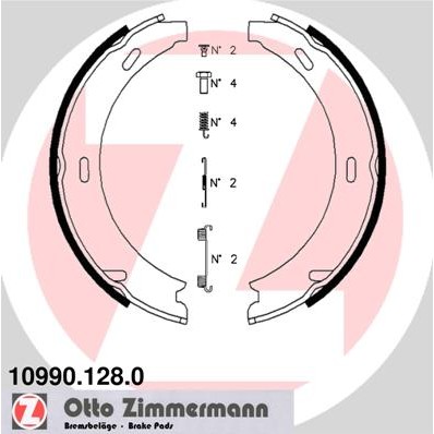 Слика на комплет сопирачки гуртни, рачна сопирачка ZIMMERMANN 10990.128.0 за Mercedes 190 (w201) 2.0 (201.023) - 105 коњи бензин