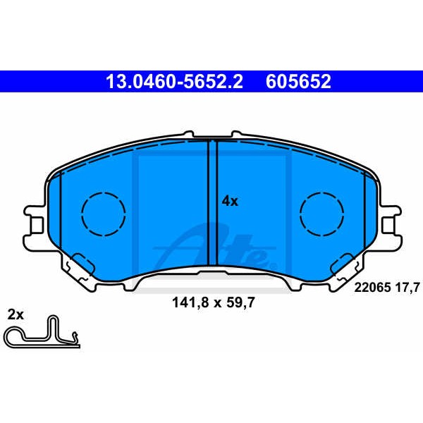 Слика на комплет феродо, дискови кочници ATE 13.0460-5652.2 за Renault Kadjar (HA, HL) 1.5 dCi 110 - 110 коњи дизел