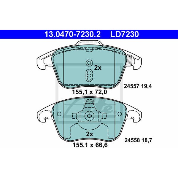 Слика на комплет феродо, дискови кочници ATE Ceramic 13.0470-7230.2 за Peugeot RCZ 2.0 HDi - 163 коњи дизел