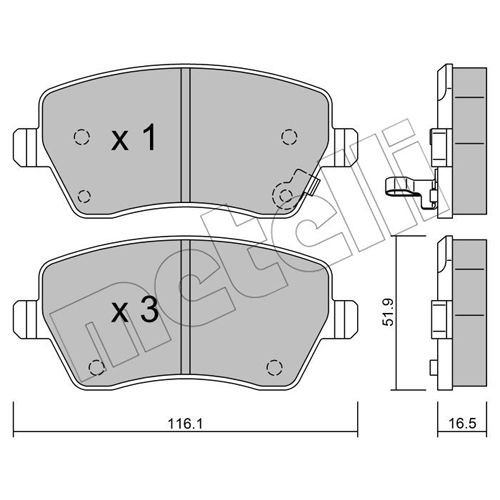 Слика на комплет феродо, дискови кочници METELLI 22-0485-1 за Suzuki Splash 1.2 - 86 коњи бензин