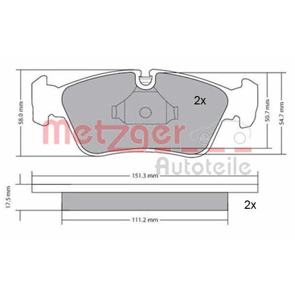 Слика на комплет феродо, дискови кочници METZGER 1170019 за BMW 3 Compact E46 316 ti - 115 коњи бензин