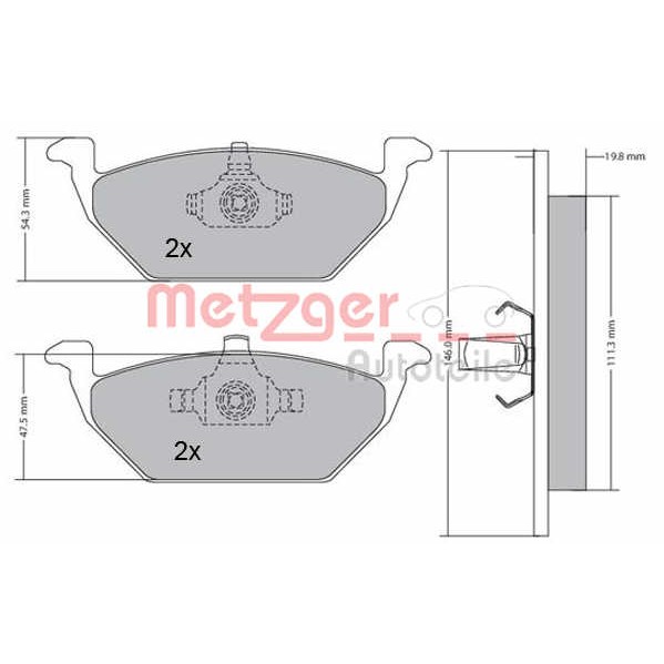 Слика на комплет феродо, дискови кочници METZGER 1170027 за VW UP 1.0 - 75 коњи бензин