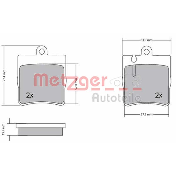 Слика на комплет феродо, дискови кочници METZGER 1170064 за Mercedes C-class Estate (s203) C 180 (203.235) - 129 коњи бензин