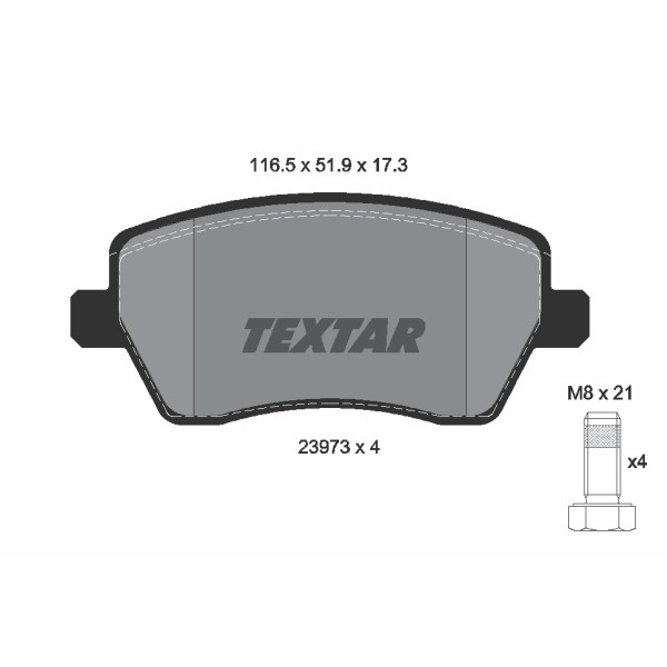Слика на комплет феродо, дискови кочници TEXTAR Q+ 2397301 за Renault Modus 1.6 (JP0L, JP0V) - 88 коњи бензин