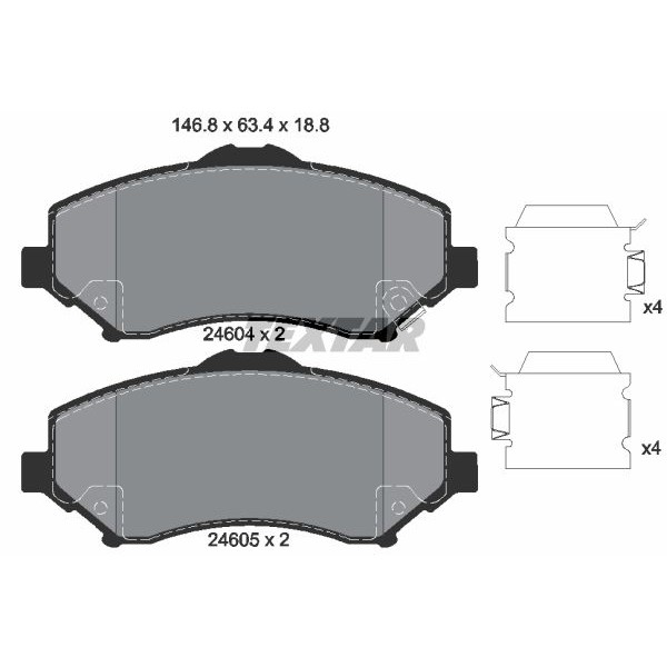 Слика на комплет феродо, дискови кочници TEXTAR Q+ 2460401 за Dodge Nitro 4.0 4WD - 264 коњи бензин