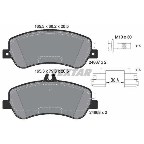 Слика на комплет феродо, дискови кочници TEXTAR epad 2486781 за Mercedes GLK-class (x204) 200 CDI (204.901) - 136 коњи дизел