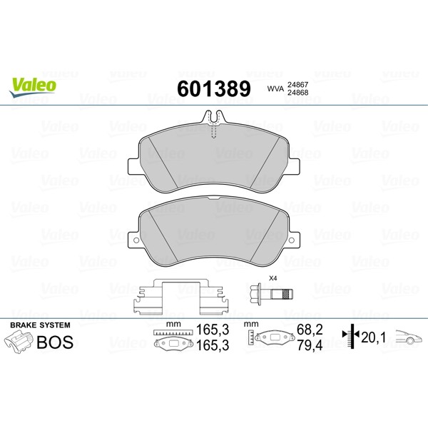 Слика на комплет феродо, дискови кочници VALEO 601389 за Mercedes GLK-class (x204) 220 CDI 4-matic (204.984) - 163 коњи дизел