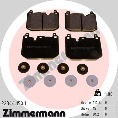 Слика на комплет феродо, дискови кочници ZIMMERMANN 22344.150.1 за Mini Clubman (F54) Cooper S ALL4 - 192 коњи бензин