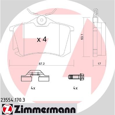 Слика на комплет феродо, дискови кочници ZIMMERMANN 23554.170.3 за Peugeot 208 1.0 - 68 коњи бензин