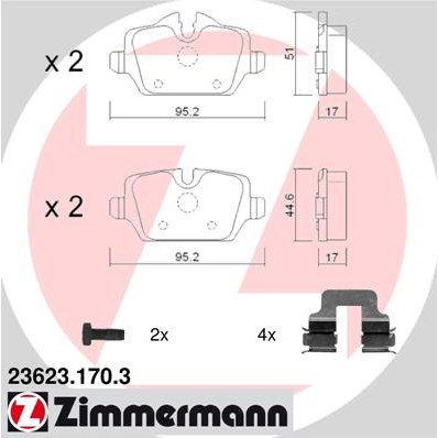 Слика на комплет феродо, дискови кочници ZIMMERMANN 23623.170.3 за Mini Countryman (R60) Cooper S - 184 коњи бензин